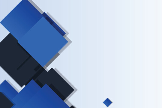 Overlapping blue and dark gray squares on light blue gradient background, abstract geometric