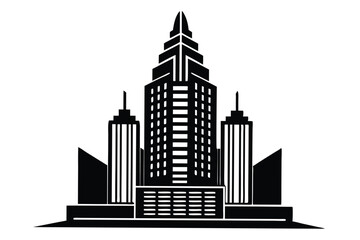 Obraz premium skyscraper silhouette line art vector illustration
