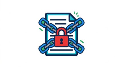 Fototapeta premium Visual of a document chained and locked, symbolizing the need to protect data from encryption attacks in cybersecurity training