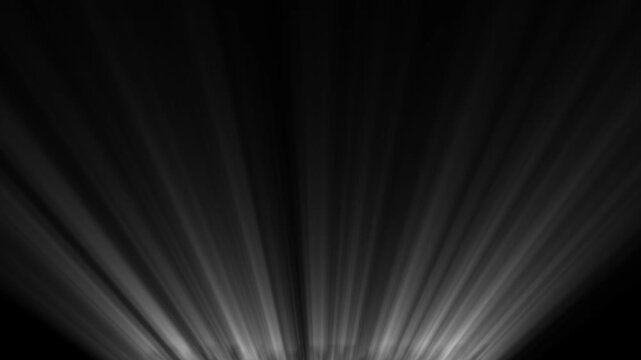 Volumetric light rays background loop, abstract white volumetric light rays beams on black background dynamic rays emitting from a central point, creating lighting effects. 4k