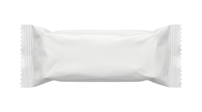 A blank white snack bar package is displayed prominently, ideal for mockups and product presentations.