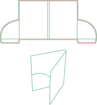 Presentation folder dieline template with pockets vector illustration for packaging design 