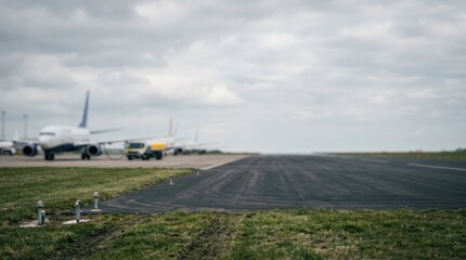 Fototapeta premium Airport runway threshold with no visible markings