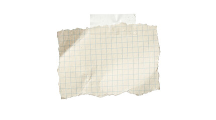 Piece of white grid paper with torn edges taped to surface for creative note taking or scrapbooking ideas. © Isolated_png