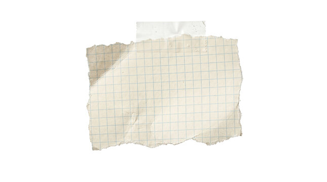 Piece of white grid paper with torn edges taped to surface for creative note taking or scrapbooking ideas.