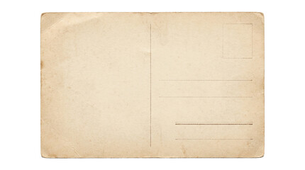 Vintage postcard reverse side with stamp box and address lines on aged isolated on transparent background. © Isolated_png