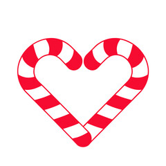 Fototapeta premium Abstract Candy Cane Heart Shape Concept - Striped Holiday Sweet Love Symbol, Christmas Valentine Vector