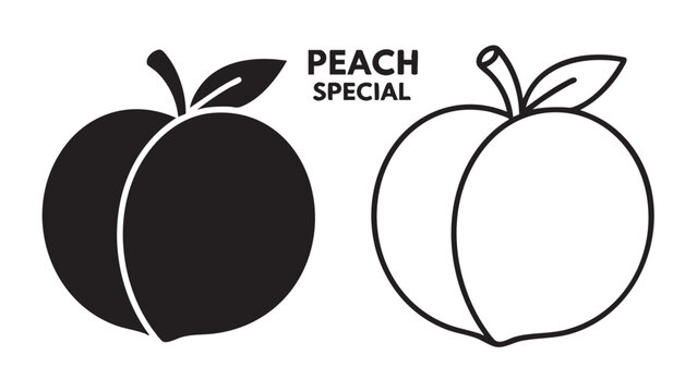 peach special sign featuring peaches and leaf outline