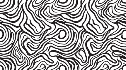 Fototapeta premium Seamless Black and White Abstract Topographic Wave Pattern with Fluid Lines