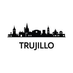 Naklejka premium Trujillo cityscape silhouette against a white background