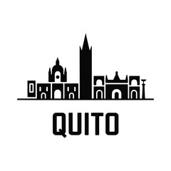 Obraz premium Cityscape Silhouette Of Quito With Text Black And White Graphic