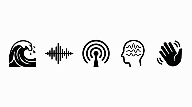 Minimalist Wave and Communication Icon Set