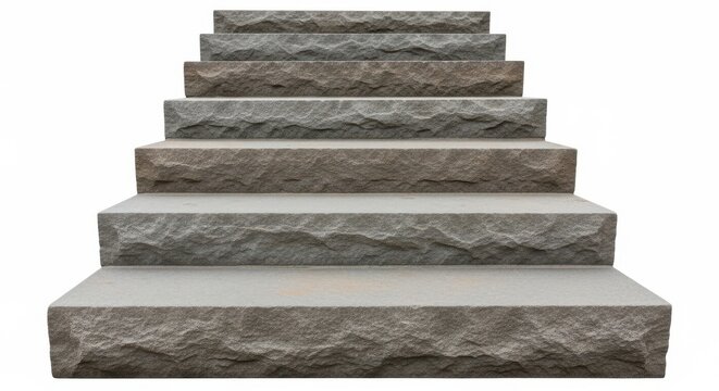 Five gray concrete steps isolated on plain background