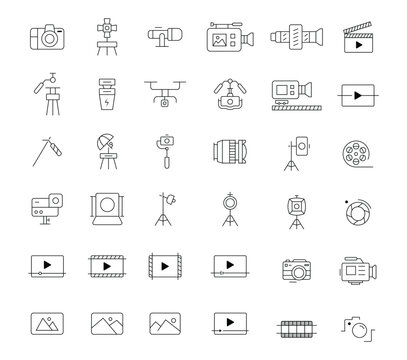 Photography Videography Icon Pack &ndash; Minimal Vector Set