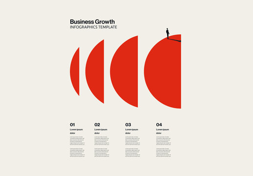 Business Growth Strategy Infographic Template with Semi Circles Illustration