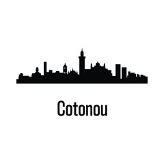 Obraz premium Cotonou Skyline Silhouette Against White Background cityscape