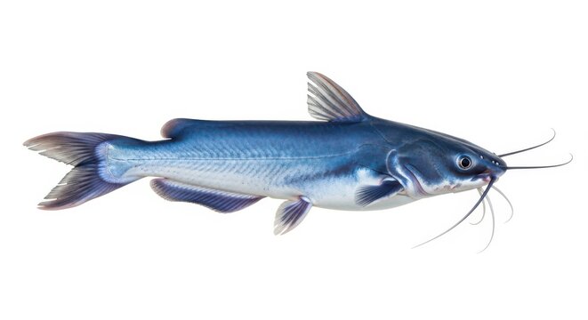 Gray catfish swimming isolated white background