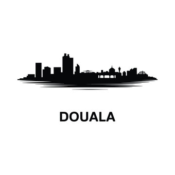 Douala Cityscape Silhouette Against White Background urban