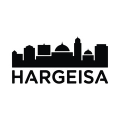 Obraz premium Hargeisa Skyline Silhouette Against White Background Cityscape Representation