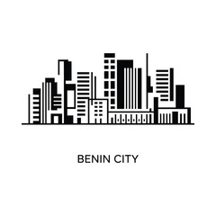 Obraz premium Cityscape Silhouette On White Background Geometric Architectural Design