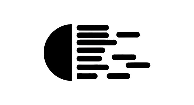 Minimal black silhouette icon, simple flat vector, bold black shape, no, no shading abstract digital data stream icon or logo design element on a, flat icon style