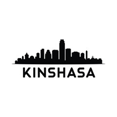 Fototapeta premium Kinshasa Skyline Silhouette On White Background cityscape