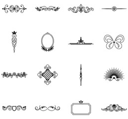 Obraz premium Vintage Decorative Ornament Elements and Heraldic Symbols Collection