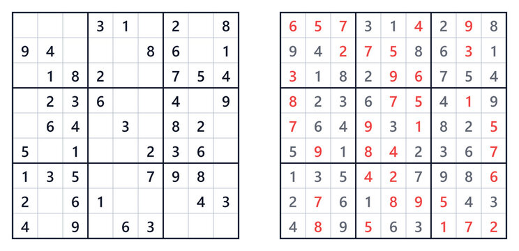 Sudoku puzzle 9x9 easy printable with answers A4 for beginners, ideal for enhancing logic skills and number strategy, includes solution key