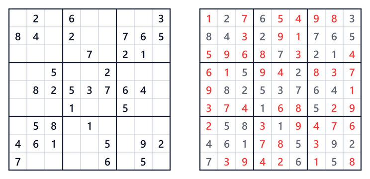 Sudoku puzzle 9x9 medium level for adults printable with answers A4