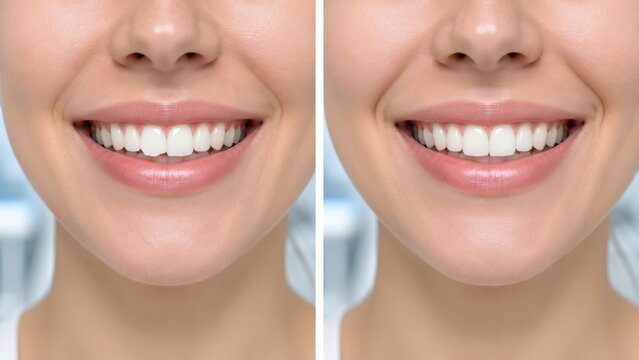 Front tooth bonding results for chipped tooth correction in cosmetic dental clinic with enamel restoration procedure healthy smile enhancement before after