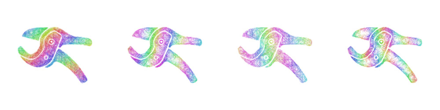 Multicolor sketch pex cutter icon design set