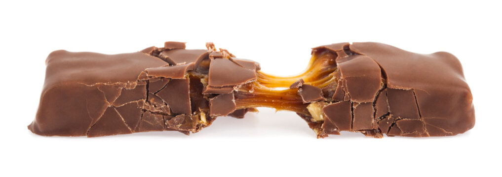 Chocolate bar isolated on a white background.