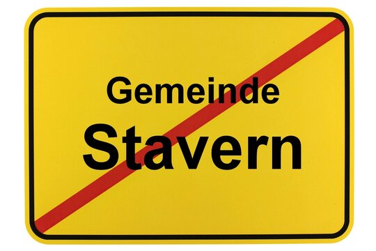 Illustration eines Ortsschildes der Gemeinde Stavern in Niedersachsen	