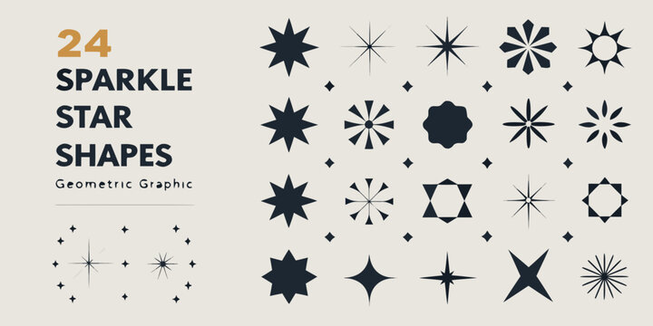 Sparkle Star Shapes Collection Geometric Vector Illustration