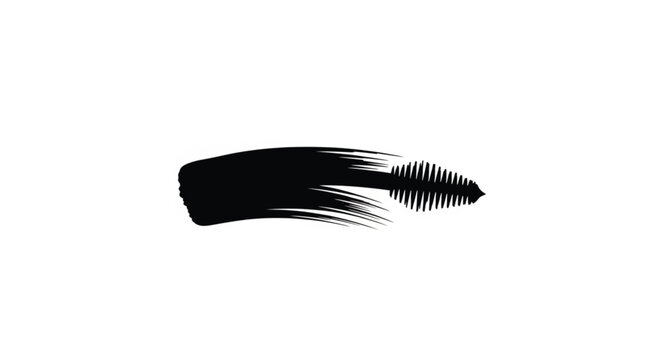 Black mascara brush stroke closeup.