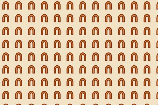 Retro 1970s seamless pattern with brown and orange arches