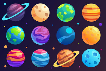 Colorful planet collection a vibrant vector illustration of celestial bodies © Sourav