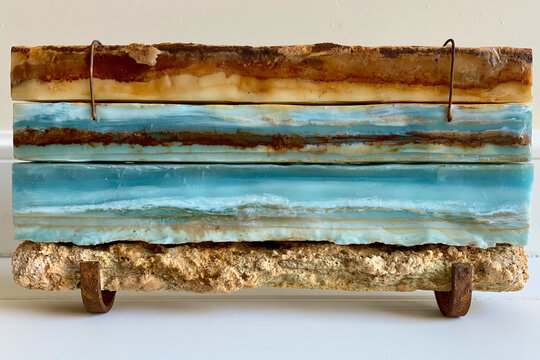 Natural Striped Stone Art: Elegant Multi-Colored Decorative Geology for Interior Design and Home Decor