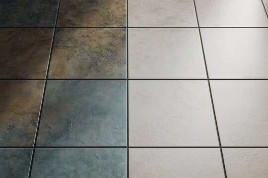 Dirty and clean floor tiles comparison