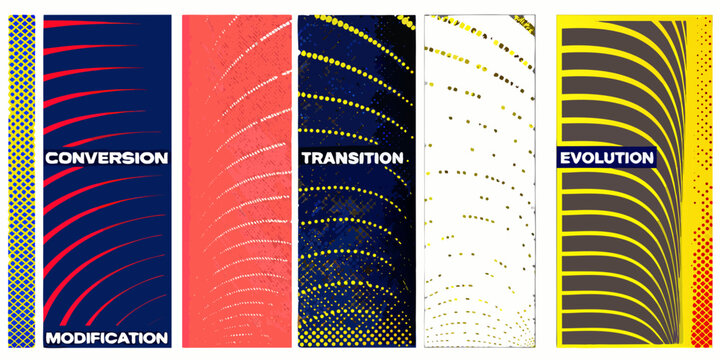 Curved line gradient posters a set of four vertical compositions