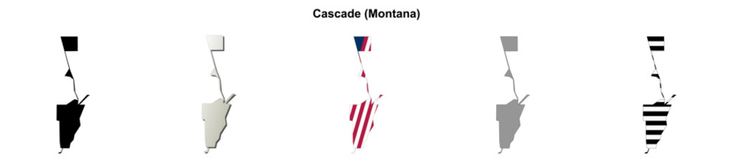 Obraz premium Cascade (Montana) blank outline map set