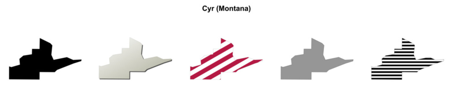 Cyr (Montana) blank outline map set