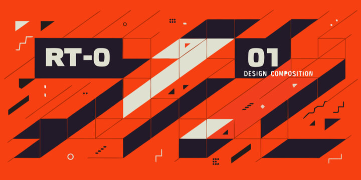 Geometric graphic composition with text and angled shapes vector illustration