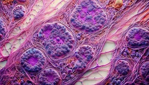 microscopic view of abnormal lymph node tissue with distinctive follicular pattern characteristic of follicular lymphoma a type of non hodgkin lymphoma cancer
