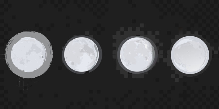 Moon Phases Vector Illustration With Transparent Background