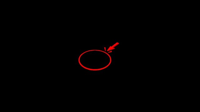 A simple red symbol representing the male gender on a black background