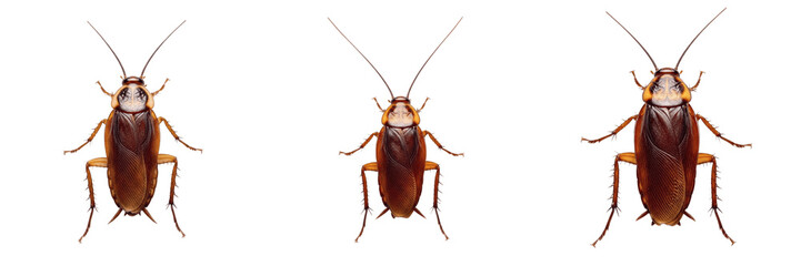 Realistic Cockroach PNG Set. Detailed German or American Cockroach Clipart Collection for Pest Control Branding, Educational Diagrams, and Halloween Graphics. Isolated Insect Elements on Transparent B © new