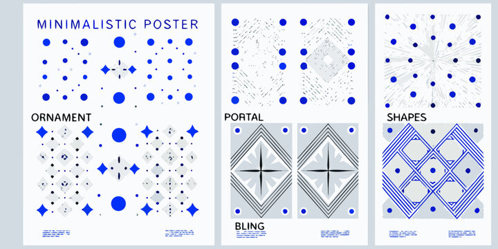 Blue geometric ornament patterns a collection of vector poster designs