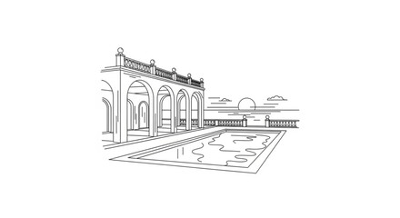 Fototapeta premium Architectural drawing of a building.