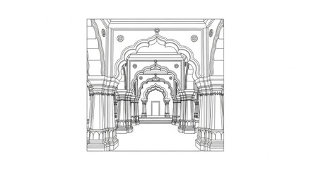 Obraz premium Architectural drawing of a hallway.